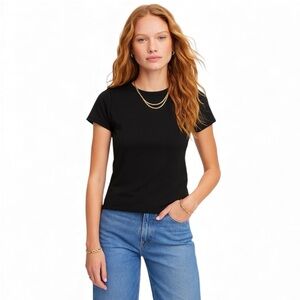 Women’s Madewell Essential Slim Tee in Lightweight Cotton in Jet Black M NWT